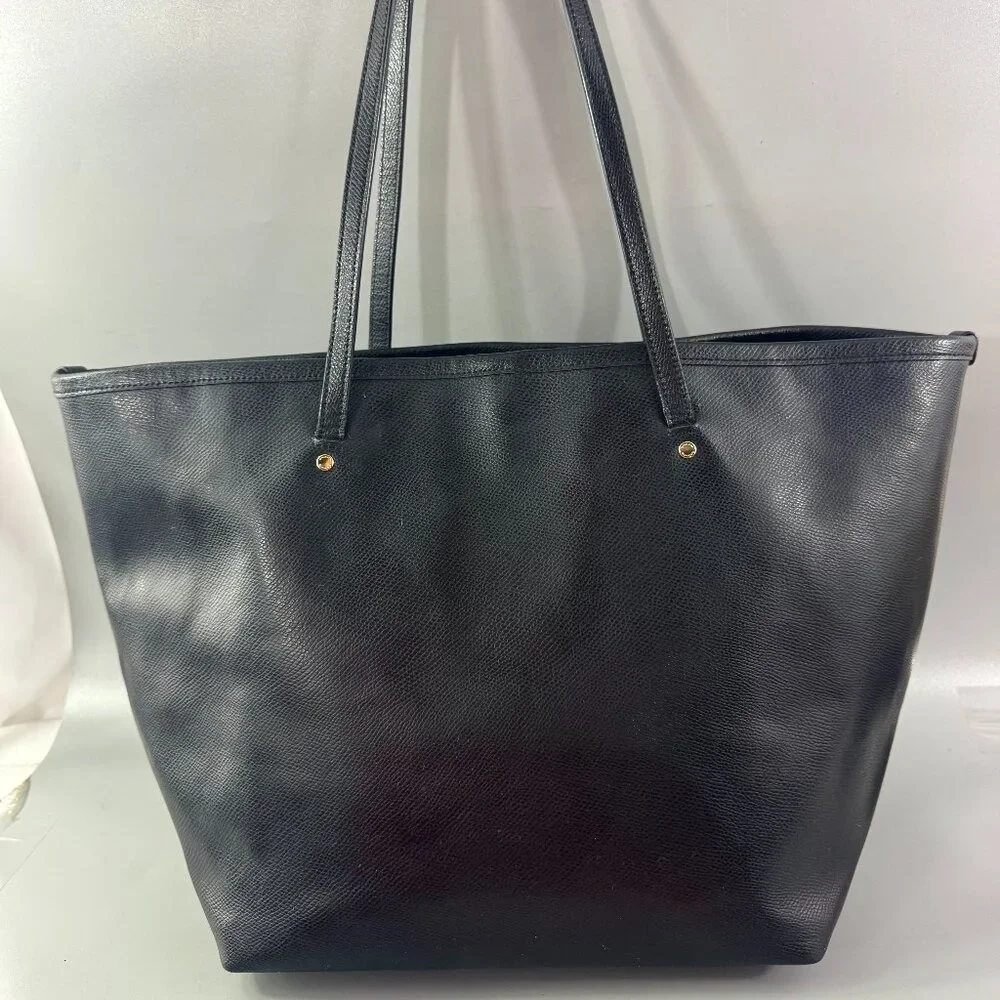 Authentic Coach # F34099 Black Leather Crossgrain Large Taxi Tote Bag - Picture 4 of 13